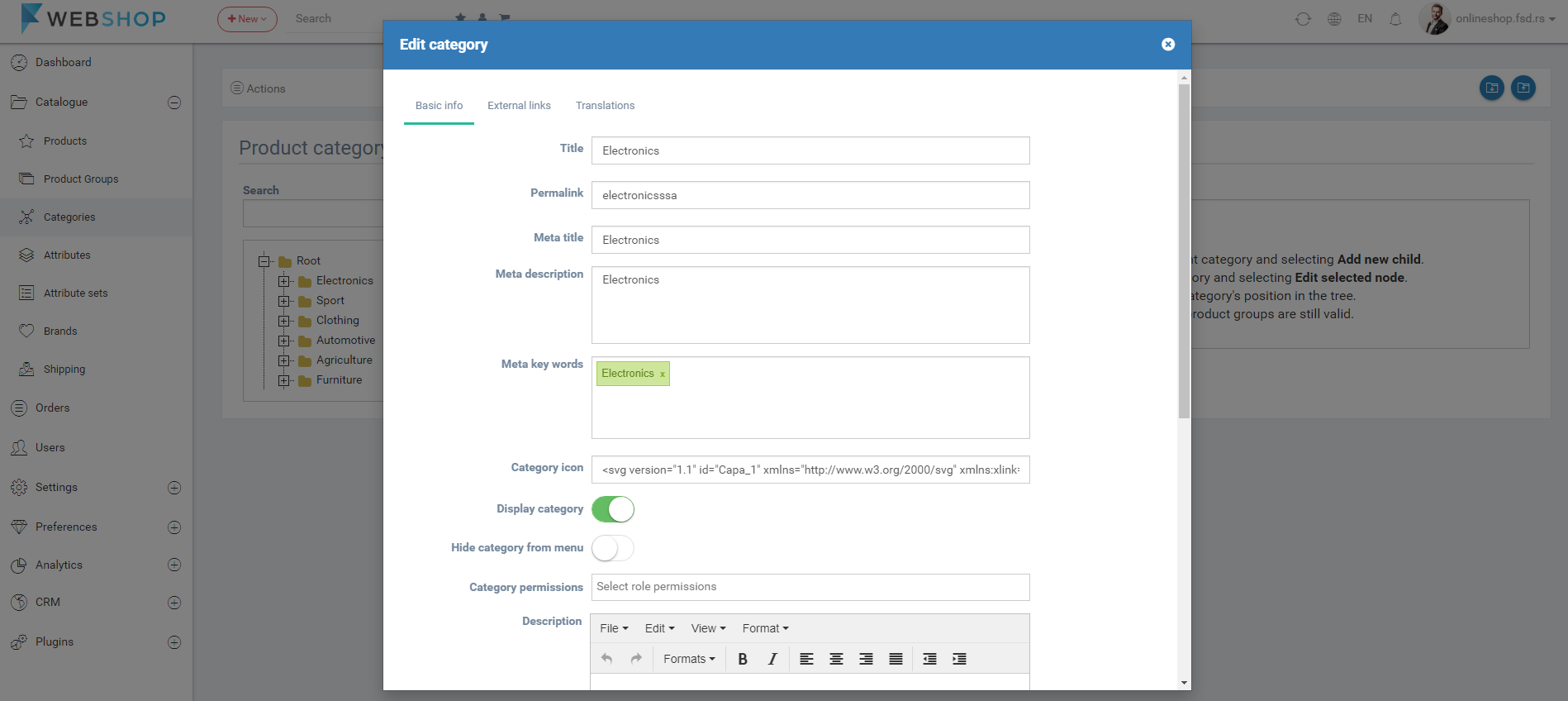 Edit category modal