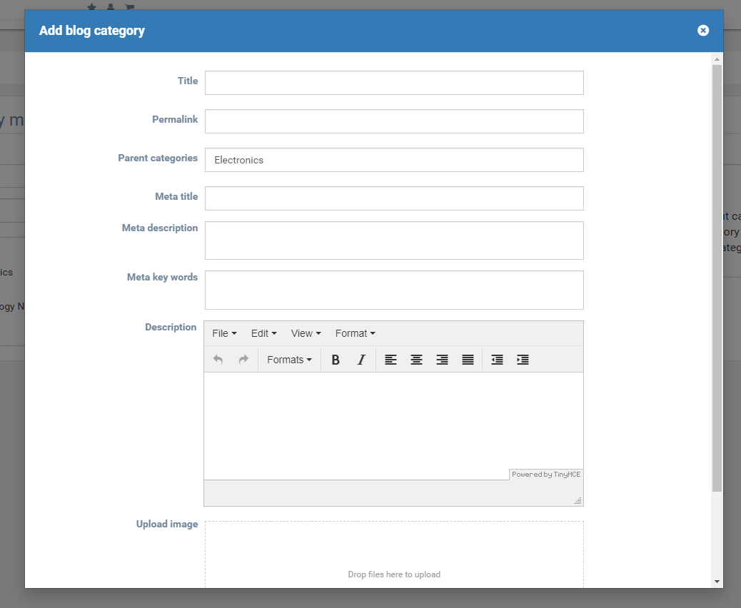 Add category page