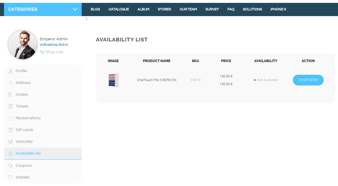 Availability list