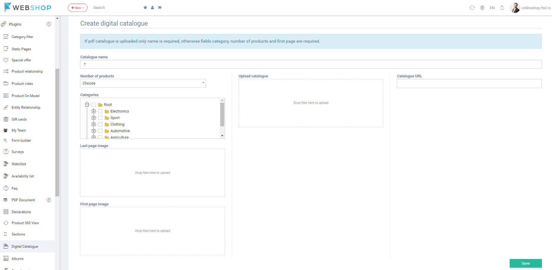 Create Catalogue