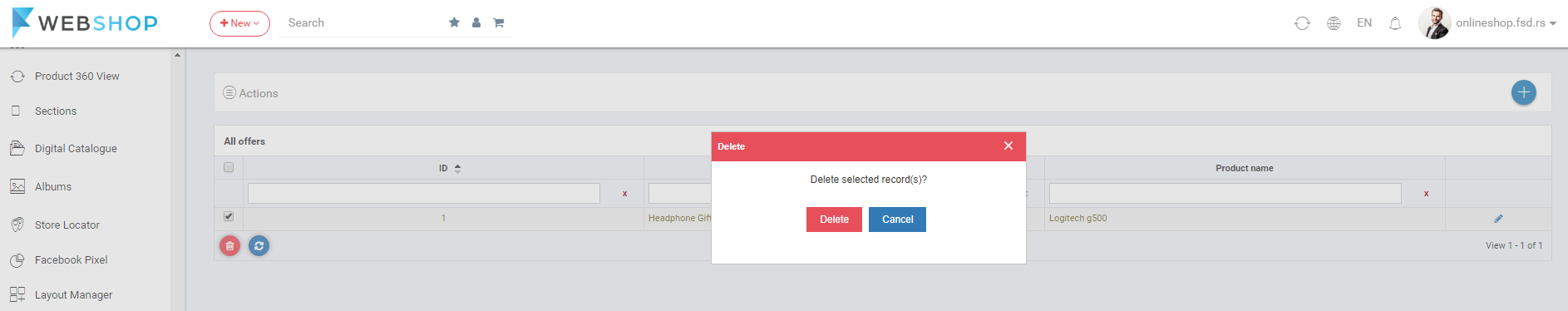Delete gift product