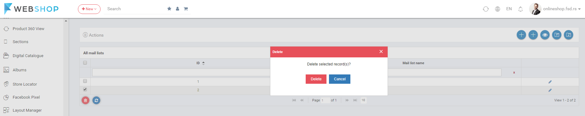 Delete mail list