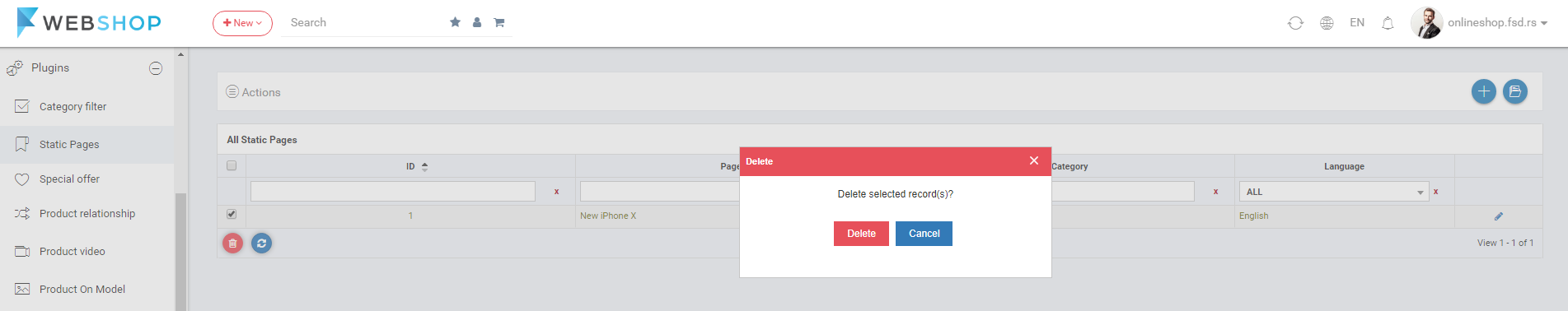 Delete static page
