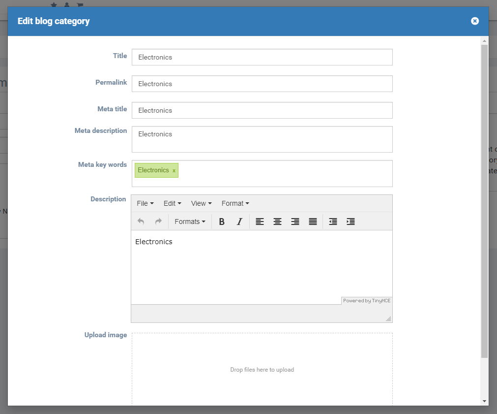 Edit category page