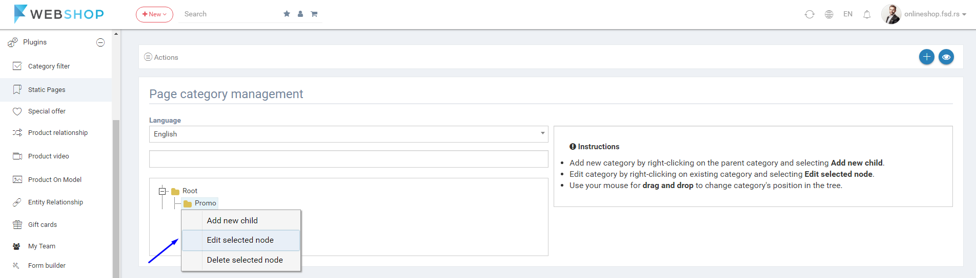 Edit category