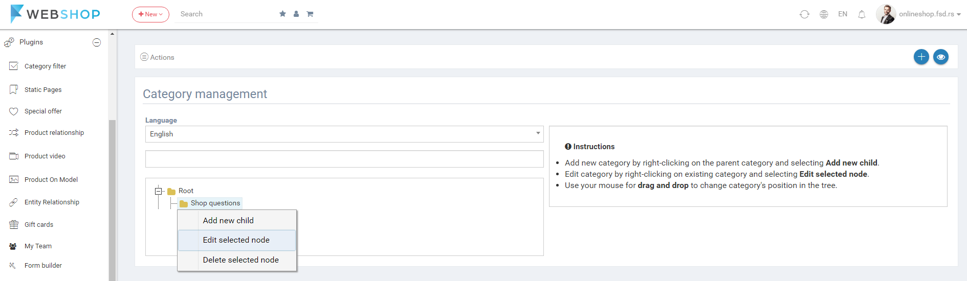 Edit faq category