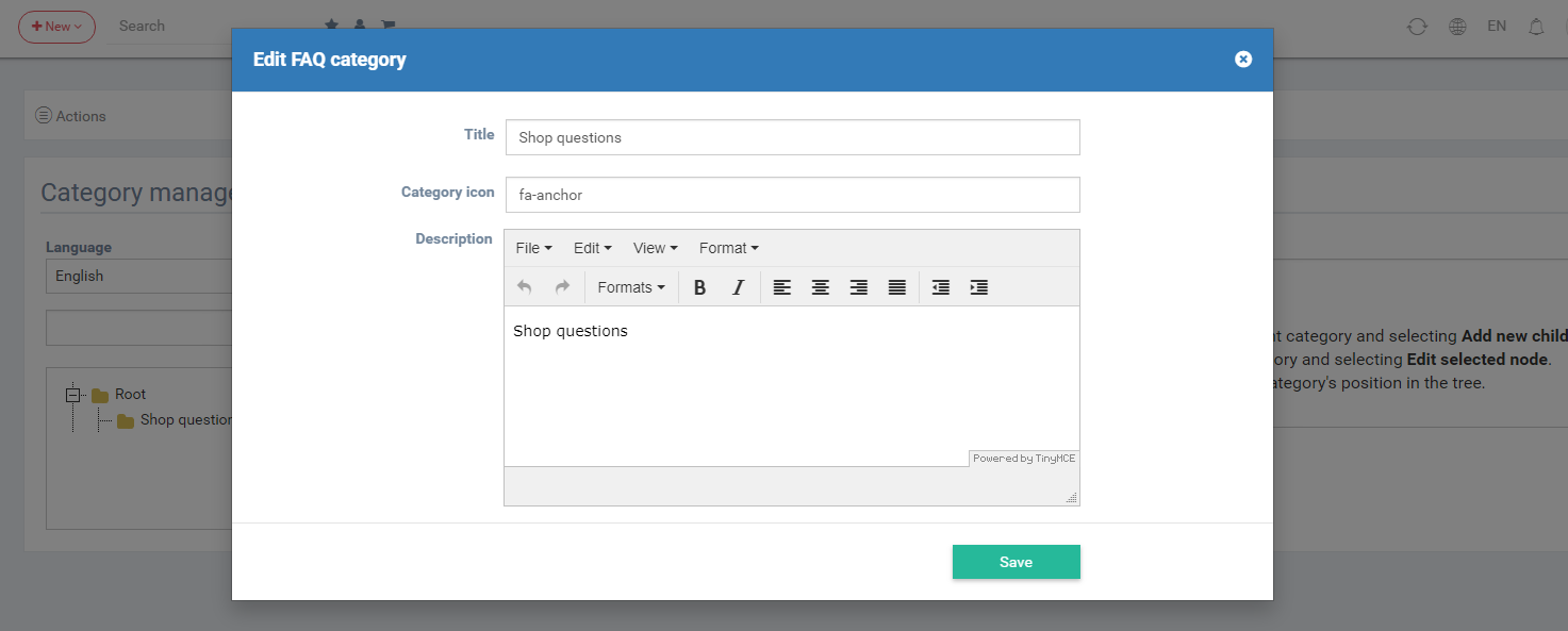 Edit faq category page