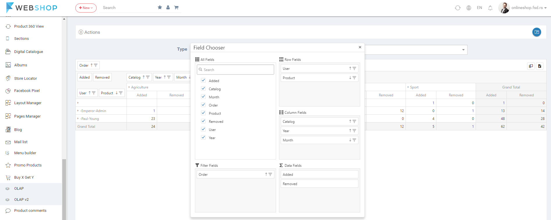Field chooser page