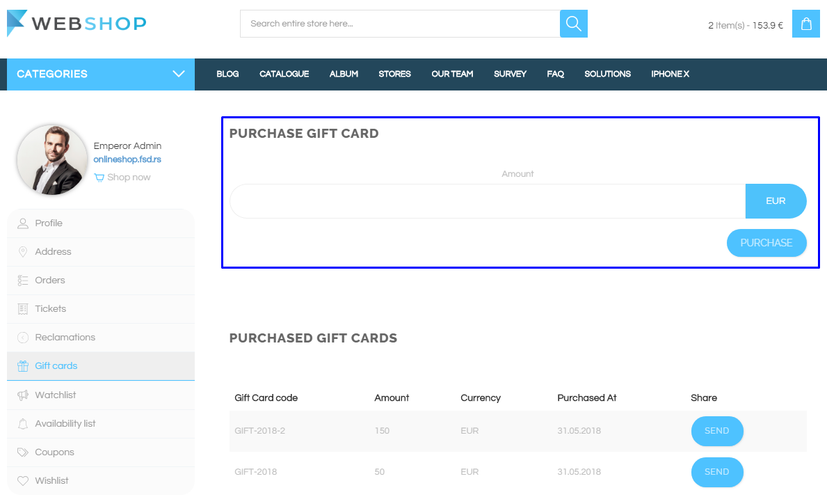 Purchase gift card