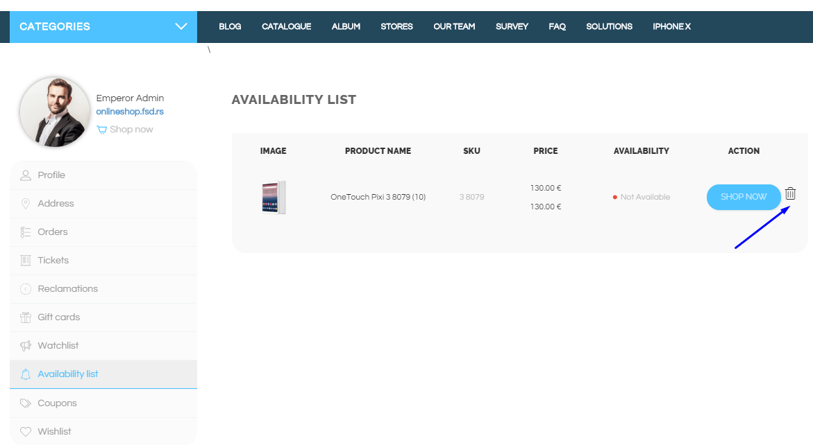 Remove from availability list