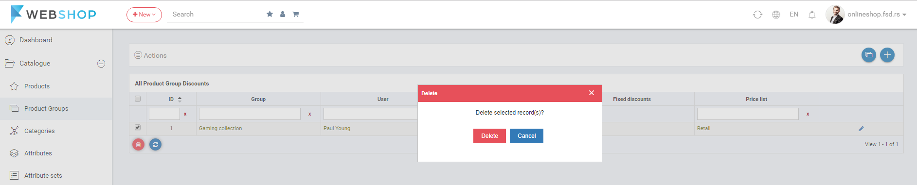 Delete discount