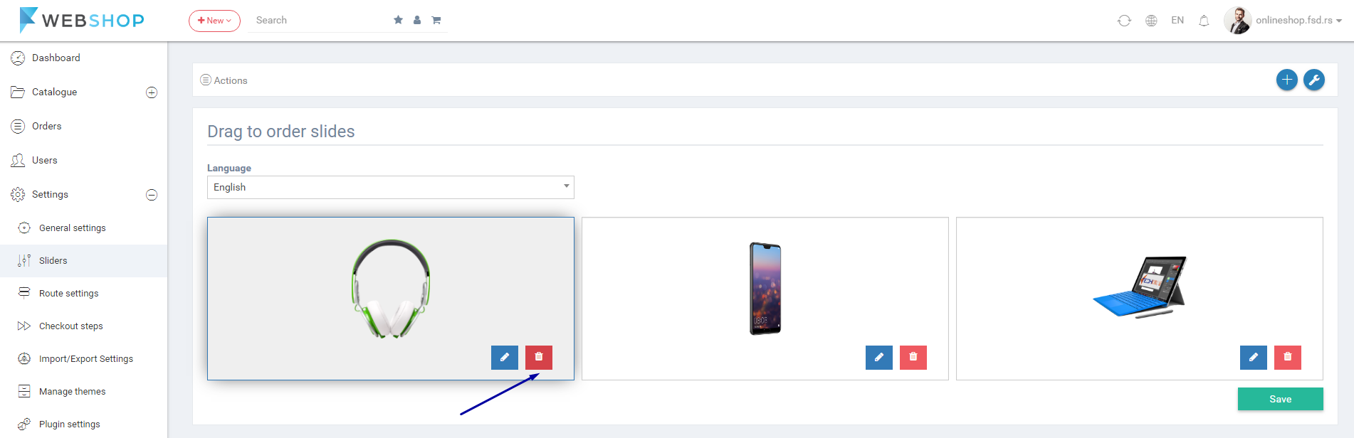 Delete slider